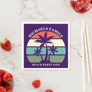 Lila Palme Benutzerdefinierte Strand Sonnenunterga Serviette