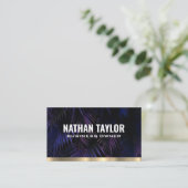 Lila Palmen | Gold Metal Trim Business Card Visitenkarte (Stehend Vorderseite)