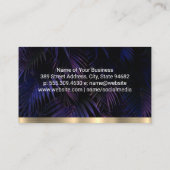 Lila Palmen | Gold Metal Trim Business Card Visitenkarte (Rückseite)