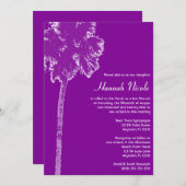 Lila Palmenbaum Tropical Bat Mitzvah Einladungen (Vorne/Hinten)