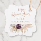 Lila Pampas Grass Quinceañera, weißer Orchid Geschenkanhänger (Rückseite)