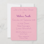 Lila Panda-Baby-Duschen-Einladungs-Karte Einladung (Rückseite)