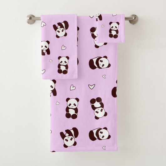 Lila Panda Handtuch Badhandtuch Set (Insitu)