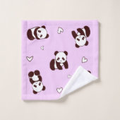 Lila Panda Handtuch Badhandtuch Set (Waschlappen)