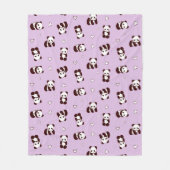 Lila Panda Heart Fleece Blanket (Vorderseite)