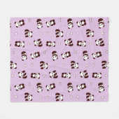 Lila Panda Heart Fleece Blanket (Vorderseite (Horizontal))