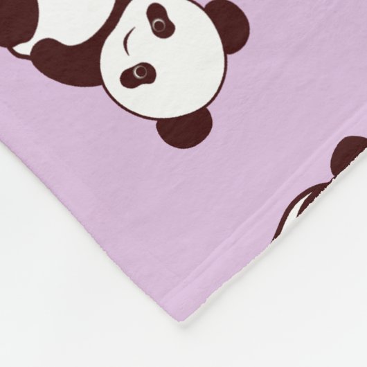Lila Panda Heart Fleece Blanket (Ecke)