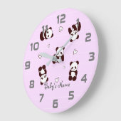 Lila Panda Herz-Kinderzimmer Decke Wand-Uhr Große Wanduhr (Winkel)