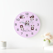 Lila Panda Herz-Kinderzimmer Decke Wand-Uhr Große Wanduhr (Zuhause)
