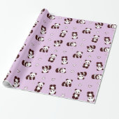 Lila Panda Herz Wrapping Paper Geschenkpapier (Ungerollt)
