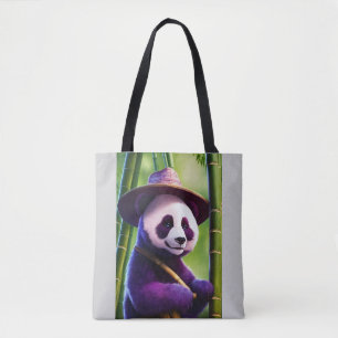 Lila Panda im Bambus – Süße Waldmütze Tasche