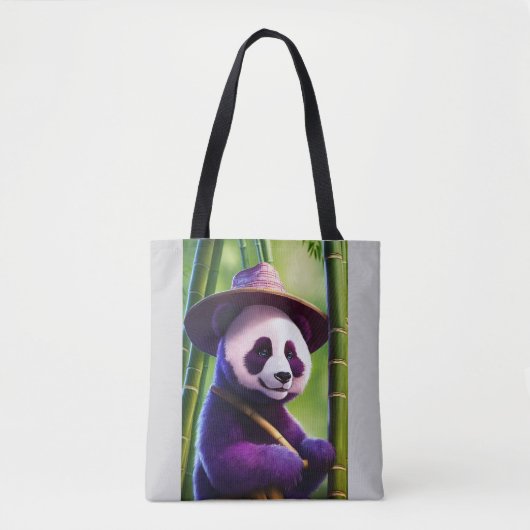 Lila Panda im Bambus – Süße Waldmütze Tasche (Vorderseite)
