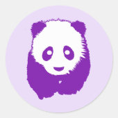 Lila Panda Runder Aufkleber (Vorderseite)
