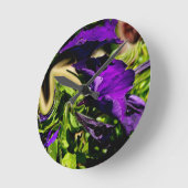 Lila Panik Runde Wanduhr (Winkel)