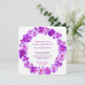 Lila Pansy Aquarell Blume Einladung zur Hochzeit (Stehend Vorderseite)