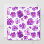 Lila Pansy Aquarell Blume Einladung zur Hochzeit (Rückseite)