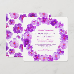 Lila Pansy Aquarell Blume Hochzeit verschoben Einladung