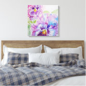 Lila Pansy Aquarellbilder Leinwand drucksvoll (Insitu (Schlafzimmer))