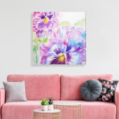 Lila Pansy Aquarellbilder Leinwand drucksvoll (Insitu (Wohnzimmer))