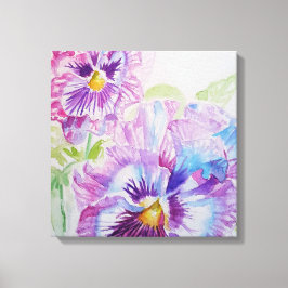 Lila Pansy Aquarellbilder Leinwand drucksvoll