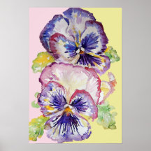 Lila Pansy Art Blumenstrauß Blume Wasserfarben Pos