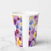 Lila Pansy Art HandIllustrierte Hütte Pappbecher (Rechts)