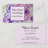 Lila Pansy Blume Aquarell Business Card Visitenkarte (Vorne/Hinten)
