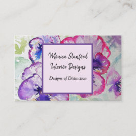 Lila Pansy Blume Aquarell Business Card Visitenkarte