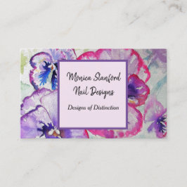 Lila Pansy Blume Aquarell Business Card Visitenkarte