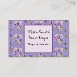 Lila Pansy Blume Aquarell Business Card Visitenkarte
