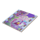 Lila Pansy Blume Aquarell viola Keramik Tile Fliese (Seite)