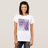 Lila Pansy Blume Aquarellmalerei T-Shirt (Vorne ganz)