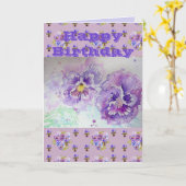 Lila Pansy Blume Aquarellmalerkarte Karte (Gelbe Blume)