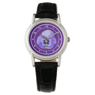 Lila Pansy-Blume auf Watch Armbanduhr