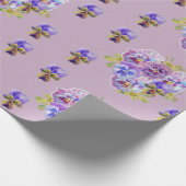 Lila Pansy Blume Blumenbeete Wasserfarben Wrapping Geschenkpapier (Ecke)