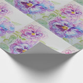 Lila Pansy Blume Blumenbeete Wasserfarben Wrapping Geschenkpapier (Ecke)