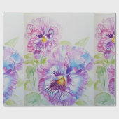 Lila Pansy Blume Blumenbeete Wasserfarben Wrapping Geschenkpapier (Flach)