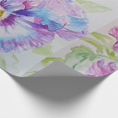 Lila Pansy Blume Blumenbeete Wasserfarben Wrapping Geschenkpapier (Ecke)