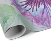 Lila Pansy Blume Blumenbeete Wasserfarben Wrapping Geschenkpapier (Rolleneckpunkt)
