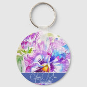 Lila Pansy Blume Blumenfrauen Liebe Schlüsselanhänger (Vorderseite)