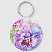 Lila Pansy Blume Blumenfrauen Schlüsselring Schlüsselanhänger (Rückseite)