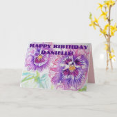 Lila Pansy Blume Blumenkohl Wasserfarbkarte Karte (Gelbe Blume)