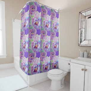 Lila Pansy Blume Blumenzauber Dusche Vorhang
