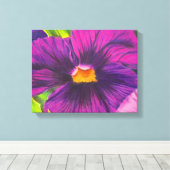 Lila Pansy Blume Closeup Zeichnend Originale Kunst Leinwanddruck (Insitu (Holzboden))