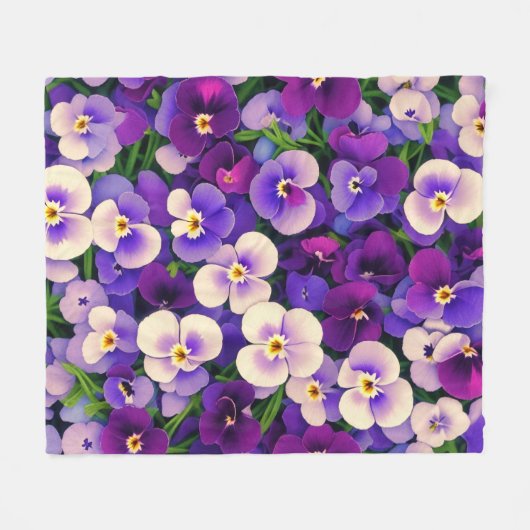 Lila Pansy Blume Fleecedecke (Vorderseite (Horizontal))