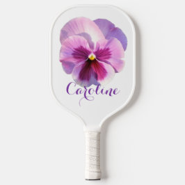 Lila Pansy Blume Individuelle Name Pickleball Schläger