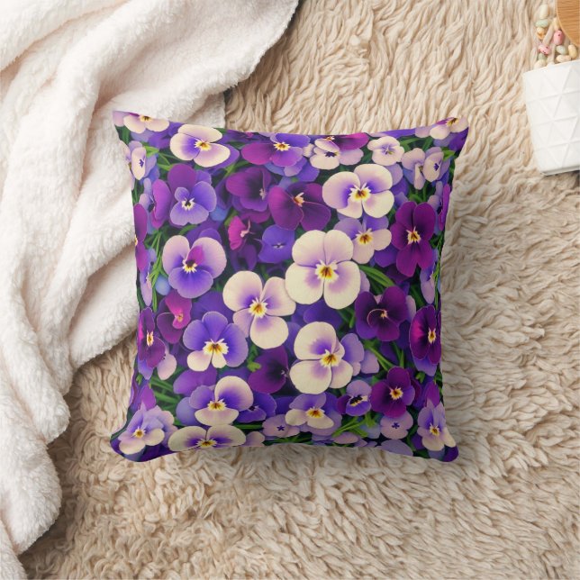 Lila Pansy Blume Kissen (Decke)