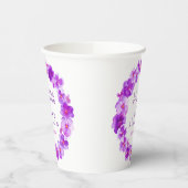 Lila Pansy Blume Kranz Aquarellkunst Hochzeit Pappbecher (Links)