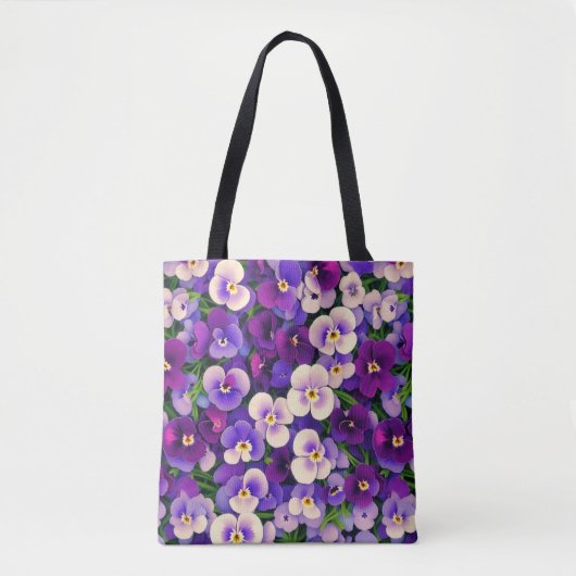 Lila Pansy Blume Tasche (Vorderseite)