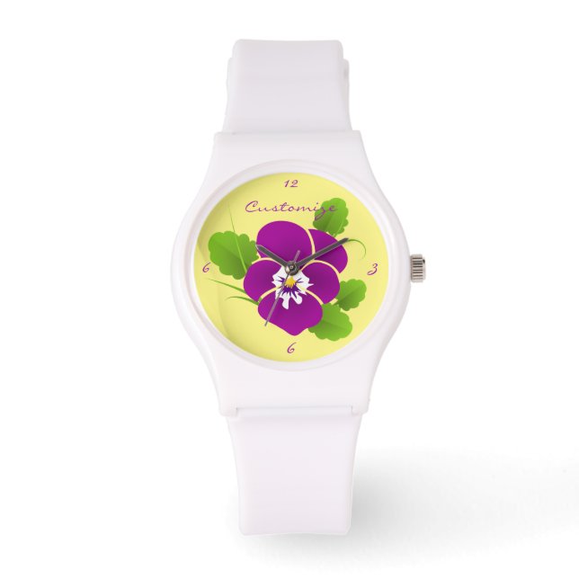 Lila Pansy Blume Thunder_Cove Armbanduhr (Vorderseite)